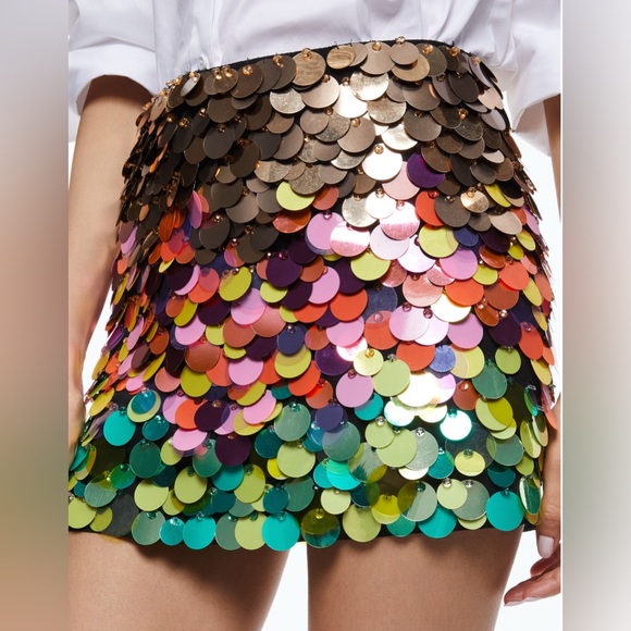 Alice + Olivia Multicolor Sequin Skirt Size 10 - Picture 3 of 7